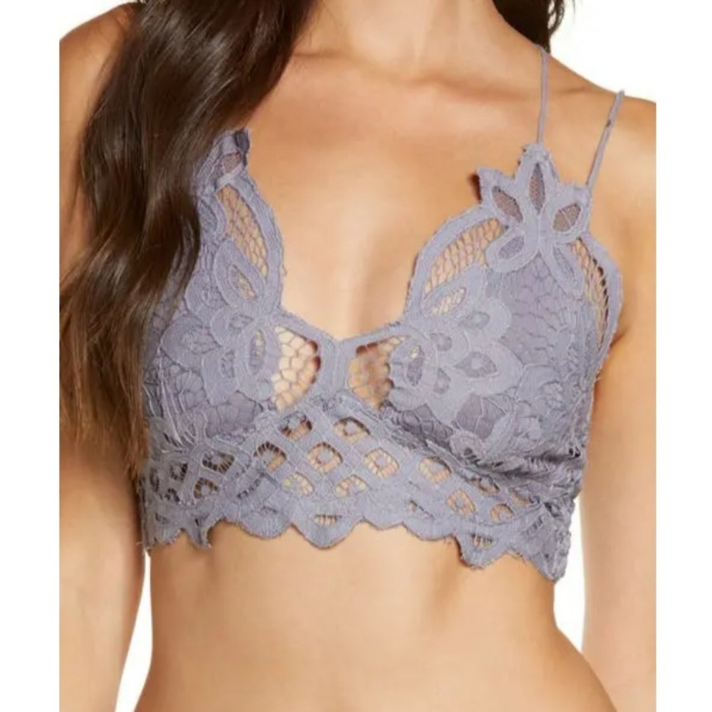 NWT Free People Intimately Adella Longline Bralette size L in Slate